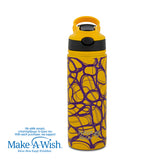 Stainless steel vacuum travel bottle with straw "We Care", Yellow Print 500ml