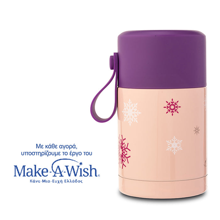 Round stainless steel insulated lunch box "We Care", pink 400ml