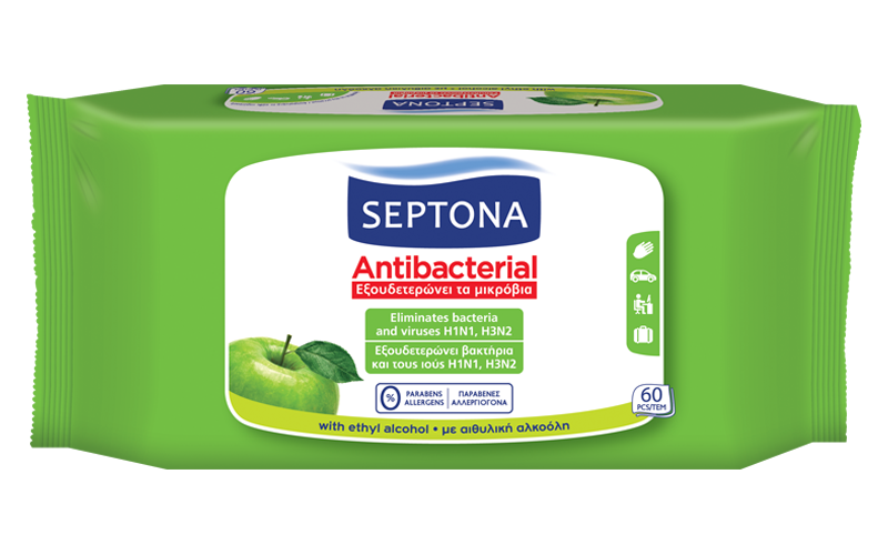 Antibacterial hand wipes with green apple fragrance
