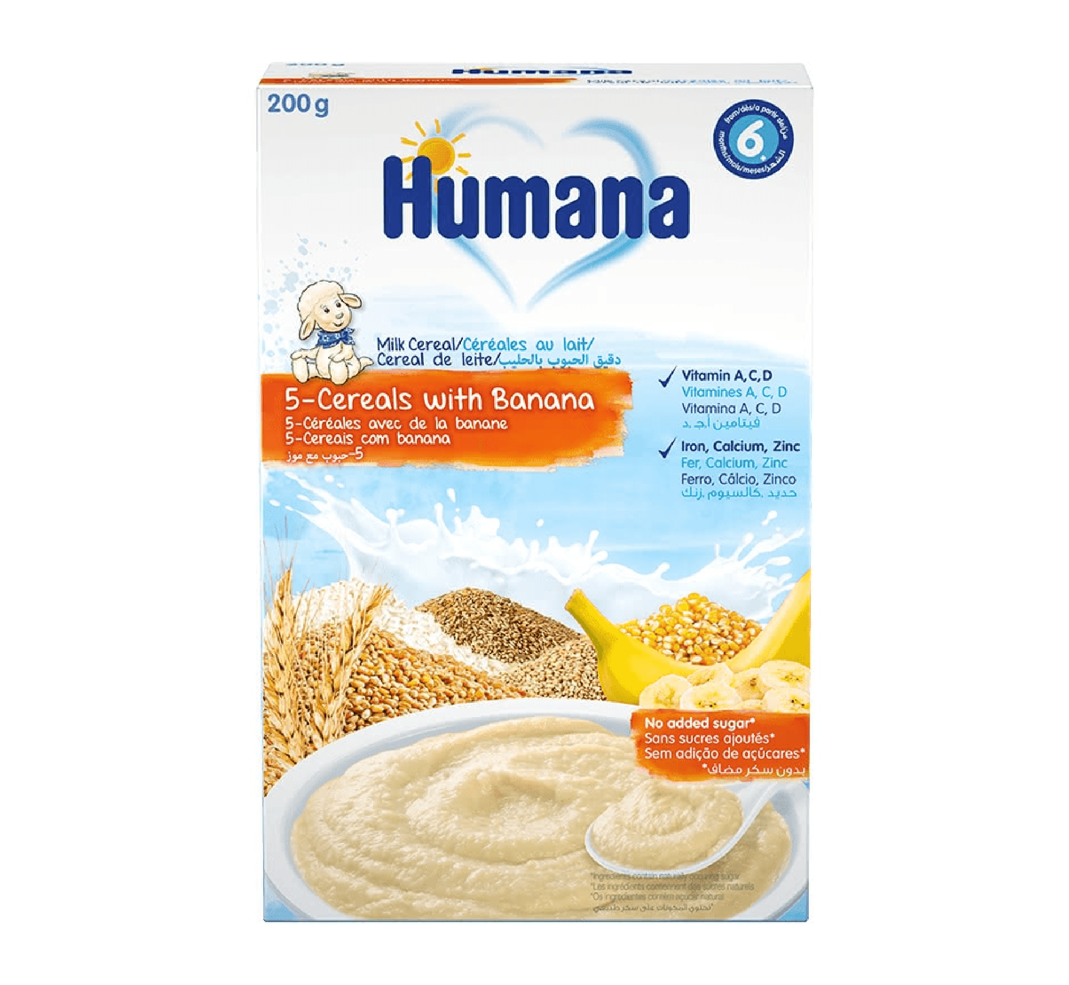 HUMANA 5-CEREALS WITH BANANA 200G 6M+ - Halsa