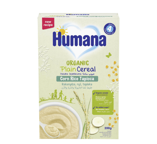 HUMANA ORGANIC PLAIN CEREAL CORN RICE TAPIOCA 4M+ *200GR - Halsa