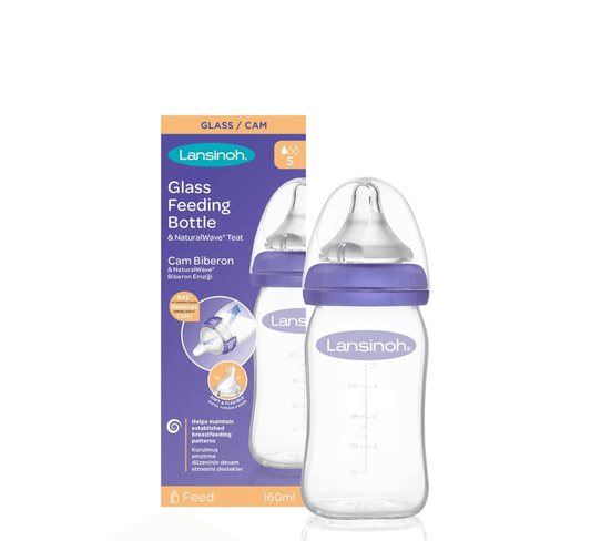 Lansinoh Glass Feeding Bottle Slow Flow(*160ml) - Halsa