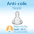 Dr. Brown's Natural Flow Narrow Baby Bottle Silicone Nipple, 2-Pack