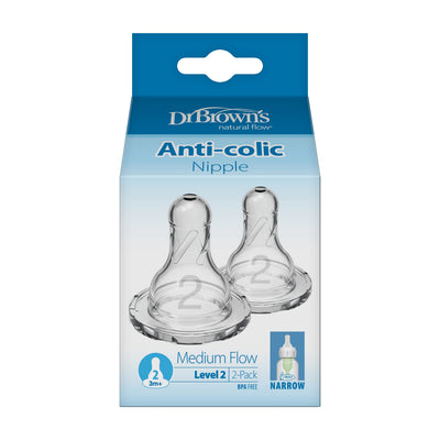 Dr. Brown's Natural Flow Narrow Baby Bottle Medium Flow Silicone Nipple