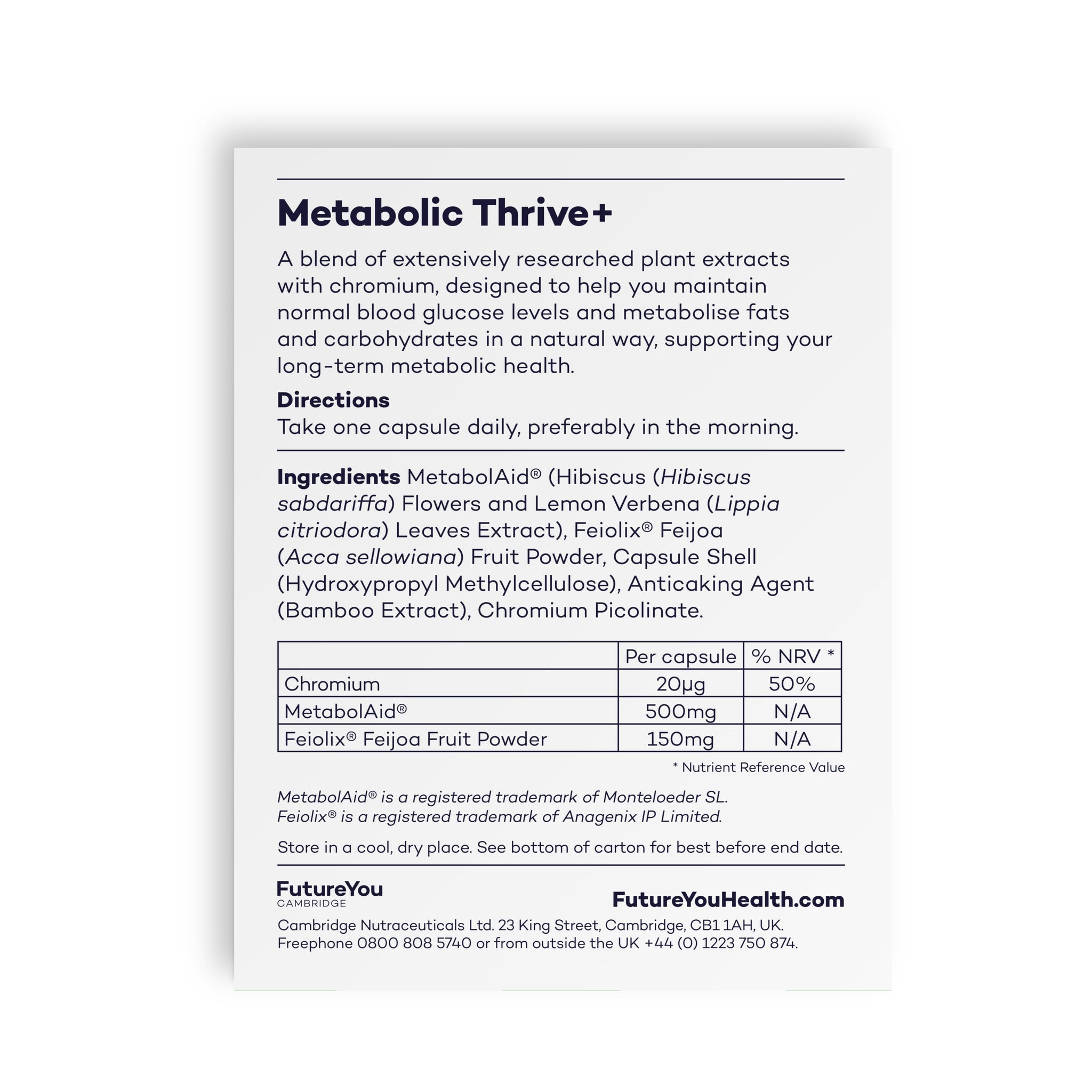 METABOLIC THRIVE+ x 28 CPS-Cambridge Nutraceuticals
