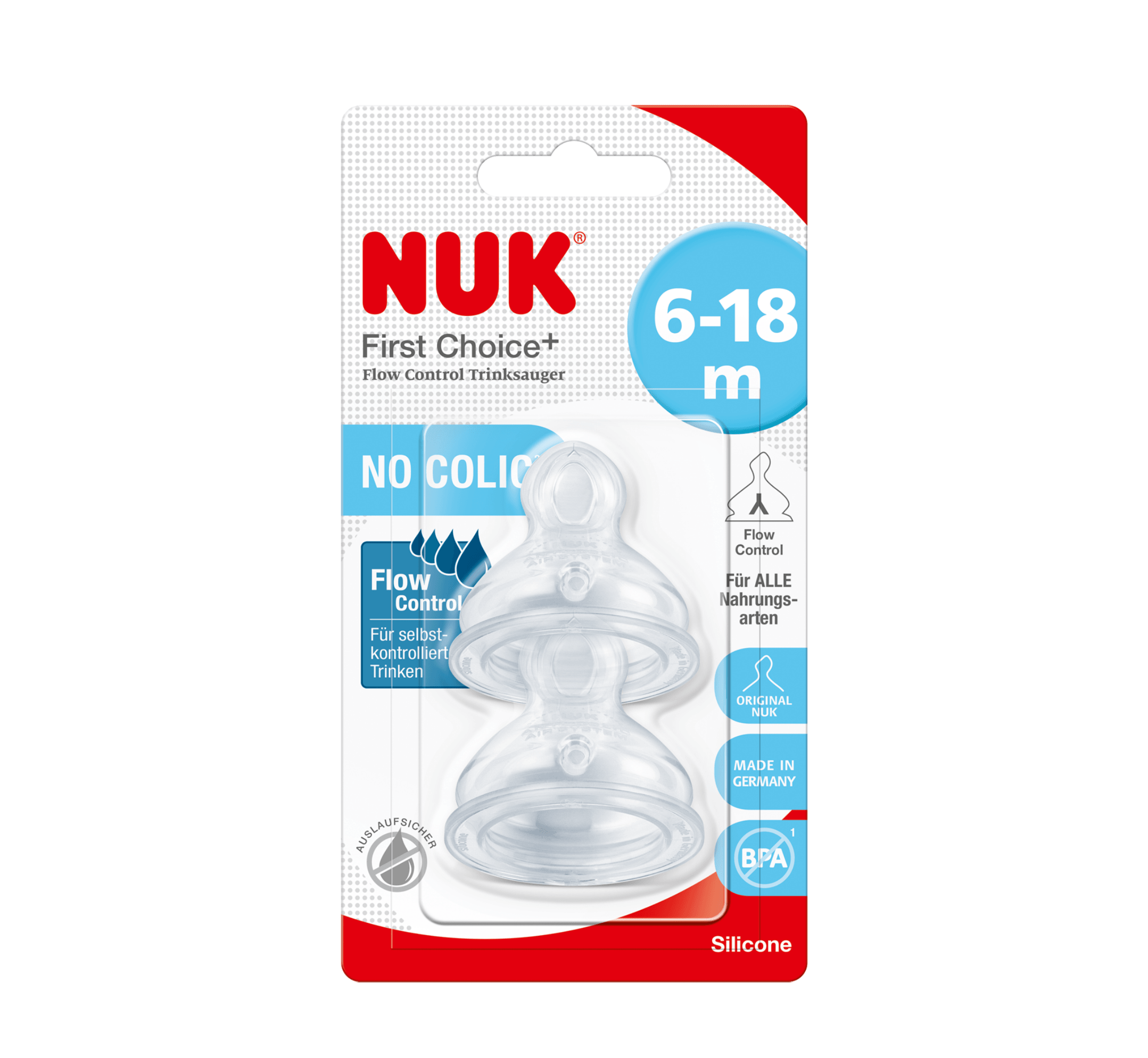 NUK First-Choice+ Biberon Ushqyes Silikoni Flow Control (6-18M) - Halsa