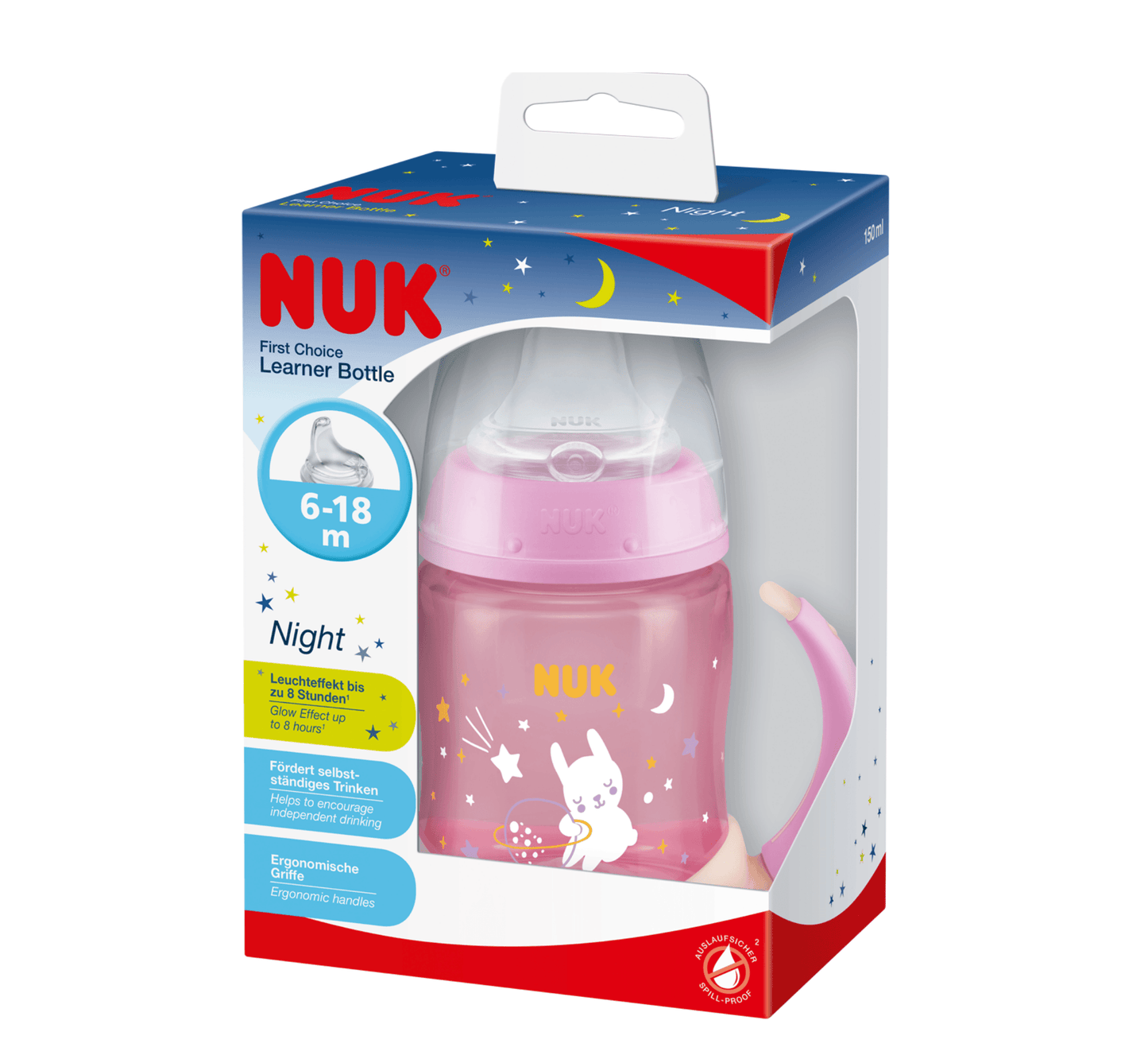 NUK Gote First Choice Learner Bottle Night (6-18M) - Halsa