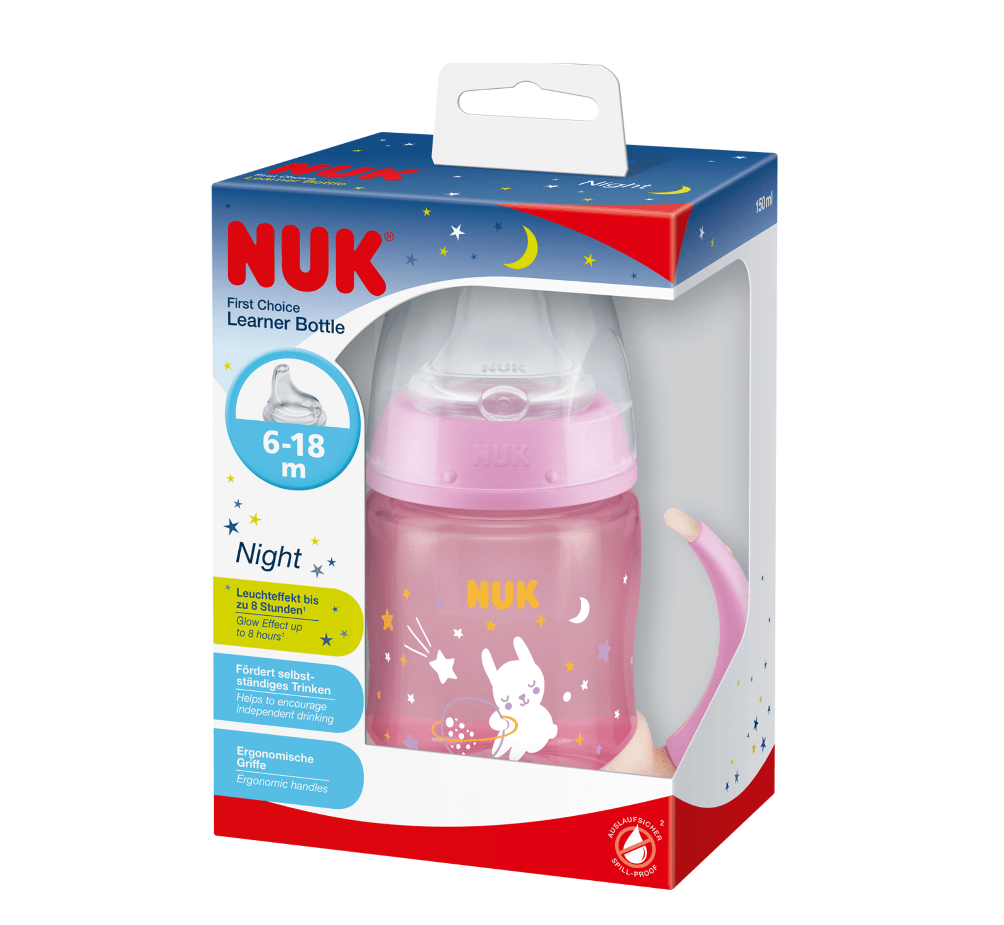 NUK Gote First Choice Learner Bottle Night (6-18M) - Halsa