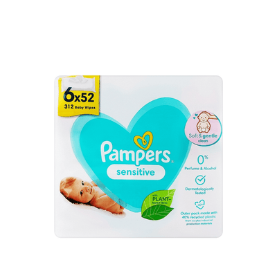 Peceta Pampers për Fëmijë të Ndjeshëm (6*52 copë)