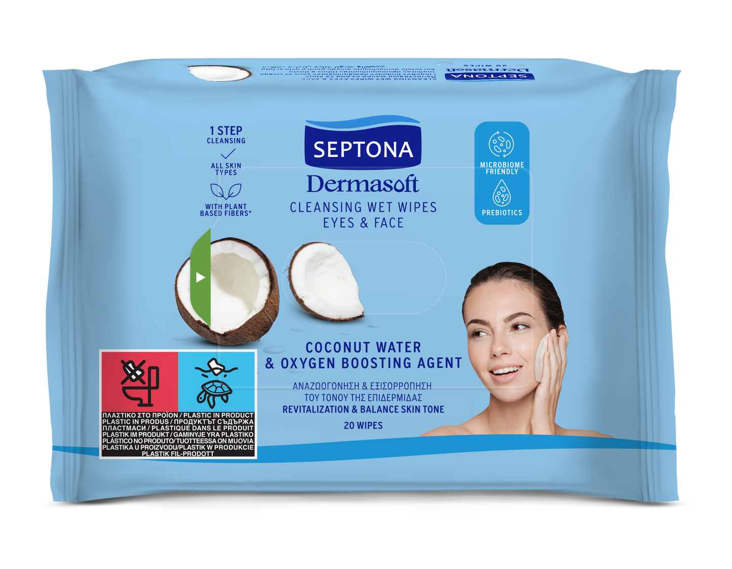Cleansing wet wipes eyes & face with coconut water & oxygen boosting agent