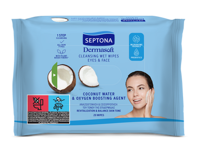 Cleansing wet wipes eyes & face with coconut water & oxygen boosting agent
