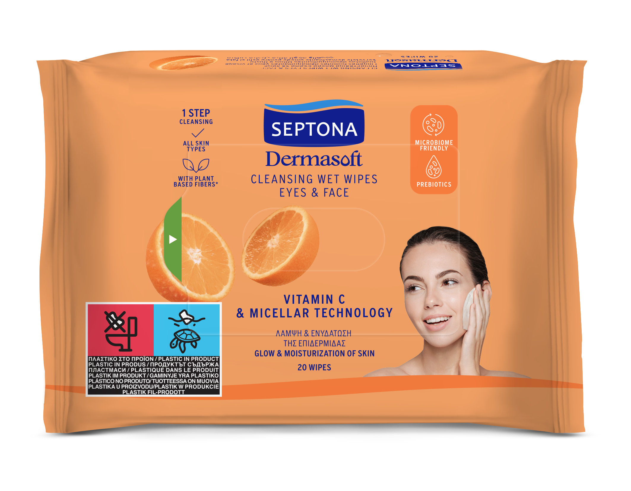 Cleansing wet wipes eyes & face with vitamin C & micellar technology
