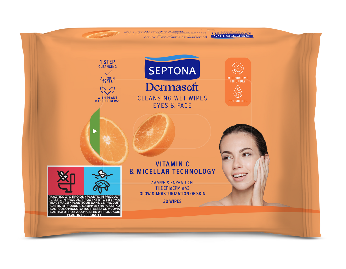 Cleansing wet wipes eyes & face with vitamin C & micellar technology