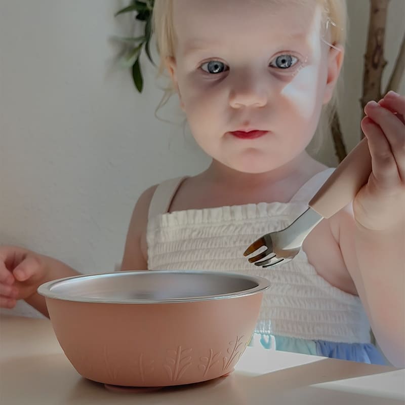 Stainless Steel Silicone Suction Bowl - 13 oz