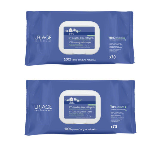 Uriage Bipack - Bebe First Cleansing Water Wipes 2 *70 Cope - Halsa