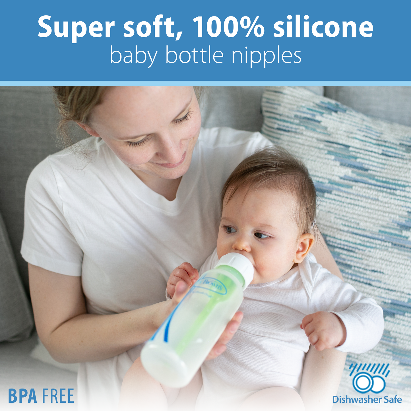 Dr. Brown's Natural Flow Narrow Baby Bottle Silicone Nipple, 2-Pack