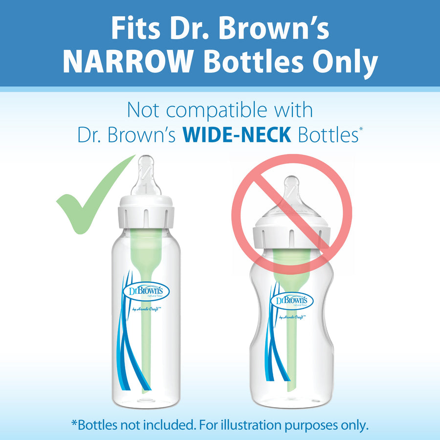 Dr. Brown's Natural Flow Narrow Baby Bottle Premature Slowest Flow Silicone Nipple 2-Pack